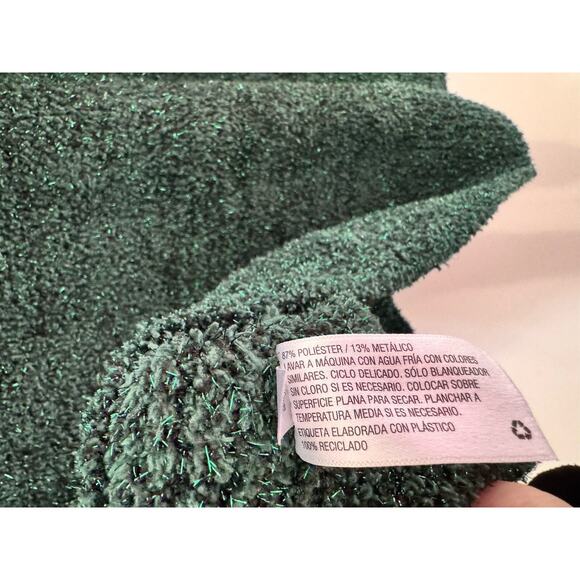 Ava Viv Womens Green Festive Holiday V Neck Long Sleeve metallic Pullover Sz X - Picture 5 of 5